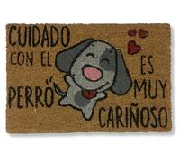 koko doormats Felpudo Entrada Casa Original de Coco Natural “Cuidado con el Perro” | Alfombra de Entrada Antideslizante para Exterior e Interior | 60x40 cm | Diseño Divertido | Base PVC Segura