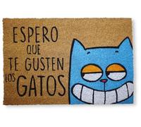 koko doormats Felpudo Entrada Casa Original de Coco Natural “Espero Que te Gusten los Gatos” | Alfombra de Entrada Antideslizante para Exterior e Interior | 60x40 cm | Diseño Divertido