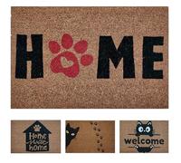 koko doormats Felpudo Entrada Casa Original de Coco Natural “Home - Huella” | Alfombra de Entrada Antideslizante para Exterior e Interior | 60x40 cm | Diseño Divertido | Base PVC Segura