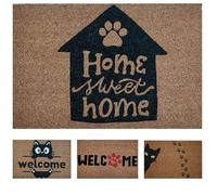 koko doormats Felpudo Entrada Casa Original de Coco Natural “Huella - Home Sweet Home” | Alfombra de Entrada Antideslizante para Exterior e Interior | 60x40 cm | Diseño Divertido | Base PVC Segura