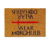 koko doormats Felpudo Entrada Casa Original de Coco Natural “Valar Morghulis” | Alfombra de Entrada Antideslizante para Exterior e Interior | 60x40 cm | Diseño Divertido y Friki | Base PVC Segura
