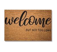 koko doormats Felpudo Entrada Casa Original de Coco Natural “Welcome but Not Too Long” | Alfombra de Entrada Antideslizante para Exterior e Interior | 60x40 cm | Diseño Divertido | Base PVC Segura