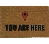 koko doormats Felpudo Entrada Casa Original de Coco Natural “You Are Here” | Alfombra de Entrada Antideslizante para Exterior e Interior | 60x40 cm | Diseño Divertido | Base PVC Segura