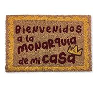 koko doormats Felpudo Original de Coco Natural “Bienvenidos a la Monarquía de mi Casa” | Alfombra de Entrada Antideslizante para Exterior | 60x40 cm | Diseño Divertido, Base PVC