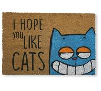 koko doormats Felpudo Original de Coco Natural “I Hope You Like Cats” | Alfombra de Entrada Antideslizante para Exterior e Interior | 60x40 cm | Diseño Divertido | Base PVC Segura