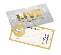 KOKO&LORA Tarjeta de regalo para boletos de concierto - para personalizar - con pegatinas para rascar • Ticket de festival, comedia y eventos. Tarjetas de concierto con adhesivo para rascar