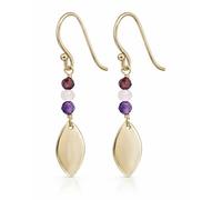 KOKO Pendientes Dorados con Granate, Cuarzo Rosa y Amatista Naturales para Mujer y Chica Joven, Chapado en Oro 18K, Hechos a Mano, Regalo Original en Caja