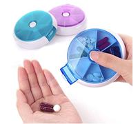 KOKOBASE Pastillero portátil giratorio automático redondo para 7 días, 2 unidades, color verde y azul