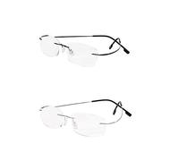 KoKoBin 2 pago Gafas de lectura sin montura para gafas de lectura de titanio superligeras para damas y caballeros +2.0
