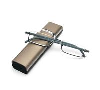 KoKoBin Gafas de lectura con marco ultraligero TR90 ayuda de lectura medias gafas de marco de metal con montura media ayuda visual con funda para gafas para hombre y mujer