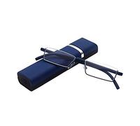 KoKoBin Gafas de lectura con montura TR90 ultraligera, gafas de lectura de marco de metal con media montura con funda para gafas para hombre y mujer (azul, +2,75)
