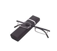 KoKoBin Gafas de lectura con montura TR90 ultraligera, gafas de lectura de marco de metal con media montura con funda para gafas para hombre y mujer (negro, +3,5