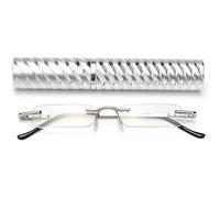 KoKoBin Gafas de lectura delgadas sin marco, mini lector de bolsillo, ayuda ocular con estuche para bolígrafos para mujeres y hombres +1.0
