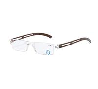 KoKoBin Gafas de lectura ligeras con bloqueo de luz azul para lectores rectangulares sin montura (marrón, +2.0)