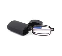 KoKoBin Gafas de lectura plegables de acero inoxidable mini antitendón azul para hombres y mujeres con estuche rígido (negro, +1,5)