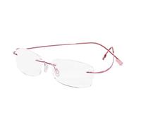 KoKoBin Gafas de lectura sin montura para gafas de lectura de titanio superligeras para damas y caballeros(rosa，+3.0)