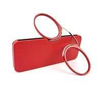 KoKoBin - Gafas de lectura sin rama para hombres y mujeres, mini portátil pinza para nariz, gafas de lectura ligeras (rojo, 2, diopters)