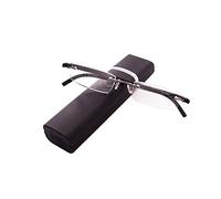 KoKoBin Gafas de lectura ultraligeras TR90 sin marco con funda para gafas de lectura para hombre y mujer (negro, +1,5)