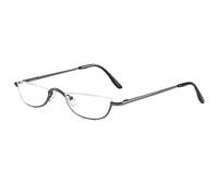 KoKoBin Gafas de lectura unisex media luna, marco de metal con bisagra de resorte ultrafinas (gris, +2,5)