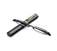 KoKoBin Mini gafas de lectura ultrafinas con resortes de bisagra de metal para leer kits de ayuda visual unisex(Negro，+1.5