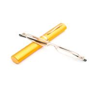 KoKoBin Mini gafas de lectura ultrafinas con resortes de bisagra de metal para leer kits de ayuda visual unisex(oro，+3.0