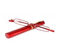 KoKoBin Mini gafas de lectura ultrafinas con resortes de bisagra de metal para leer kits de ayuda visual unisex(rojo，+3.0