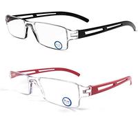 KoKoBin Pack de 2 gafas de lectura sin marco, con luz azul, ayuda de lectura para hombre y mujer +2,5