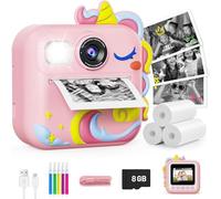 KOKODI Cámara de impresión instantánea para niños, 1080P, Regalos de cumpleaños para niñas de 3 a 12 años con Tarjeta de 32 GB, cámara de Video imprimible instantánea para niños, Juguetes para niñas