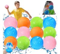 KOKODI Globos de Agua Reutilizables, Silicona Suave Llenado Rápido, Juegos de Agua para Niños, Juguetes de Piscina y Playa Verano al Aire Libre para Niños y Adultos，12 Uds，Modelo Estándar