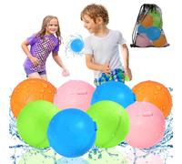 KOKODI Globos de Agua Reutilizables, Silicona Suave Llenado Rápido, Juegos de Agua para Niños, Juguetes de Piscina y Playa Verano al Aire Libre para Niños y Adultos，8 Uds，Modelo clásico