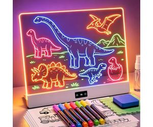 KOKODI Tablero de dibujo LED para niños: creativo y recargable, luz de neón, 30 x 26 cm, pizarra de notas acrílica, con 8 + 3 modos de luz y batería de 10 horas, gran elección de regalo para pintar y