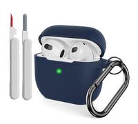 KOKOKA Funda de Silicona Compatible con AirPods 3 2021 con Kit de Limpiador, Anti-rasguños, Anti-Polvo, Funda Premium Silicona para AirPods 3.ª Generación con Mosquetón, Midnight Blue
