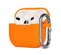 KOKOKA Funda de Silicona Compatible con AirPods 3, Anti-rasguños, Anti-Polvo, LED Frontal Visible, Funda Premium Silicona para AirPods 3.ª Generación (2021) con Mosquetón, Naranja