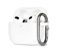KOKOKA Funda de Silicona Compatible con AirPods 3, Anti-rasguños, Anti-Polvo, LED Frontal Visible, Funda Premium Silicona para AirPods 3.ª Generación (2021) con Mosquetón, Transparent