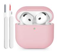 KOKOKA Funda de Silicona Compatible con AirPods 4 2024 Case, LED Frontal Visible, Anti-rasguños, Anti-Polvo, Funda Protectora de Silicona para AirPods 4.ª Generación con Kit de Limpiador, Rosa