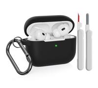 KOKOKA Funda de Silicona Compatible con AirPods Pro 2 2022 y 2019 con Kit de Limpiador, Anti-rasguños, Anti-Polvo, Funda Premium Silicona para AirPods Pro 2.ª y 1.ª Generación con Mosquetón, Negro