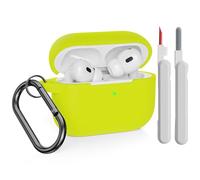 KOKOKA Funda de Silicona Compatible con AirPods Pro 2 2022 y 2019 con Kit de Limpiador, Anti-rasguños, Anti-Polvo, Funda Silicona para AirPods Pro 2.ª y 1.ª Generación con Mosquetón, Brilliant Yellow