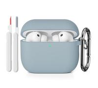 KOKOKA Funda de Silicona Compatible con AirPods Pro 3.ª Generación con Kit de Limpiador, Anti-rasguños, Funda Case Silicona para AirPods Pro 3 con Mosquetón, LED Frontal Visible, Denim Blue
