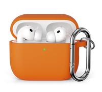 KOKOKA Funda de Silicona Compatible con AirPods Pro 3 Case, LED Frontal Visible, Anti-rasguños, Anti-Polvo, Funda Protectora de Silicona para AirPods Pro 3.ª Generación con Mosquetón, Naranja