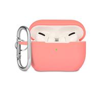 KOKOKA Funda de Silicona Compatible con AirPods Pro Case, Anti-rasguños, Anti-Polvo, LED Frontal Visible, Funda Premium Silicona para AirPods Pro 2019 con Mosquetón, Coral Orange