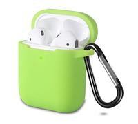 KOKOKA Silicona Compatible con AirPods 2 & 1, Fundas Protectora de Silicona para AirPods 2 & 1, LED Frontal Visible, Funciona con Carga inalámbrica, con Mosquetón, Light Green