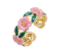Kokoma Anillo abierto de flores de camelia para mujer, diseño de margaritas esmaltadas con hojas verdes, rosas, anillos de compromiso de promesa de flor pequeña, joyería de moda, esmalte, sin piedras
