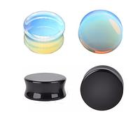 Kokoma Opalite Moonstone & Black Stone Ear Plugs - Juego de piercings para el cuerpo