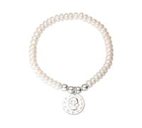 Kokomorocco - Pulsera Religiosa Ángel de la Guarda - Detalles para la Comunión - Elástica con Piedras Naturales - Medalla inscrita por detrás - Plata de Ley