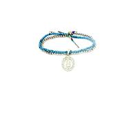 Kokomorocco - Pulsera Religiosa Medalla de la Virgen de Guadalupe - Detalles para la Comunión - Cadena Doble - Bolitas de Plata y turquesas - Plata de Ley