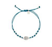 Kokomorocco - Pulsera rosario - Detalles comunión - Color azul - Medalla Virgen Milagrosa - Macrame - Plata de ley