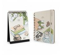 Kokonote Agenda 2026 Semana Vista A5 + Calendario sobremesa 2026 Self Care Club : Con espacio para Anotar, Pegatinas e Ilustraciones y Base resistente (15x20 cm)