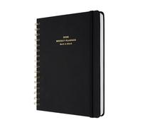 Kokonote Agenda 2026 Semana Vista A5 Negra Back To Black - Agenda semanal Anual mujer Con Cubierta de tela y Anillas - Incluye Pegatinas, Marcapáginas y Apartados funcionales