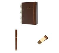 Kokonote Agenda escolar 2025 2026 Dia por pagina A5 Brownie + Boligrafo negro Metálico + Porta Bolígrafos | Accesorios Papeleria bonita Basic Studio - Material escolar Aesthetic