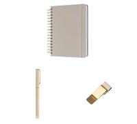 Kokonote Agenda escolar 2025 2026 Dia por pagina A5 Misty Gray + Boligrafo negro Metálico + Porta Bolígrafos | Accesorios Papeleria bonita Basic Studio - Material escolar Aesthetic